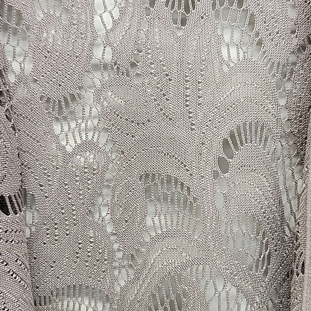 CHICO'S TAUPE CROCHET CUT-OUT ASYMMETRICAL LIGHTWEIGHT VEST - Picture 4 of 13